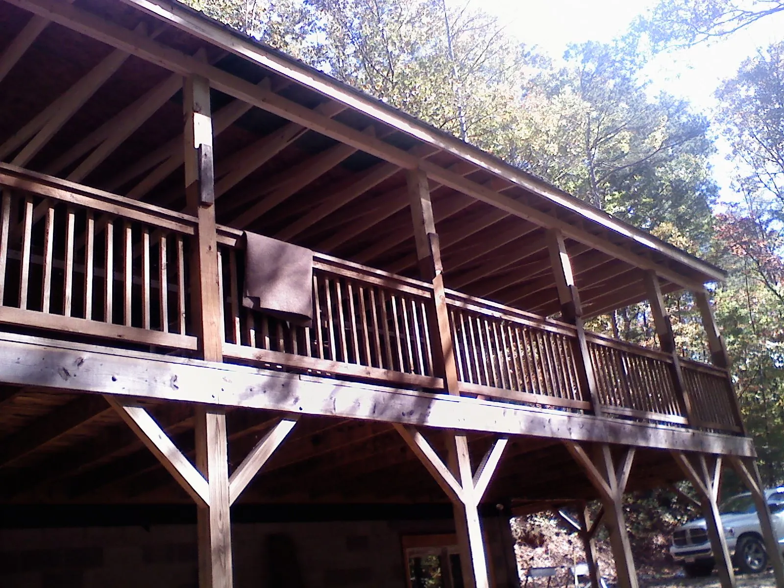 Timber framing under a new elevated porch and deck — Roof Leak Repair in Russiaville by Roofing Brothers